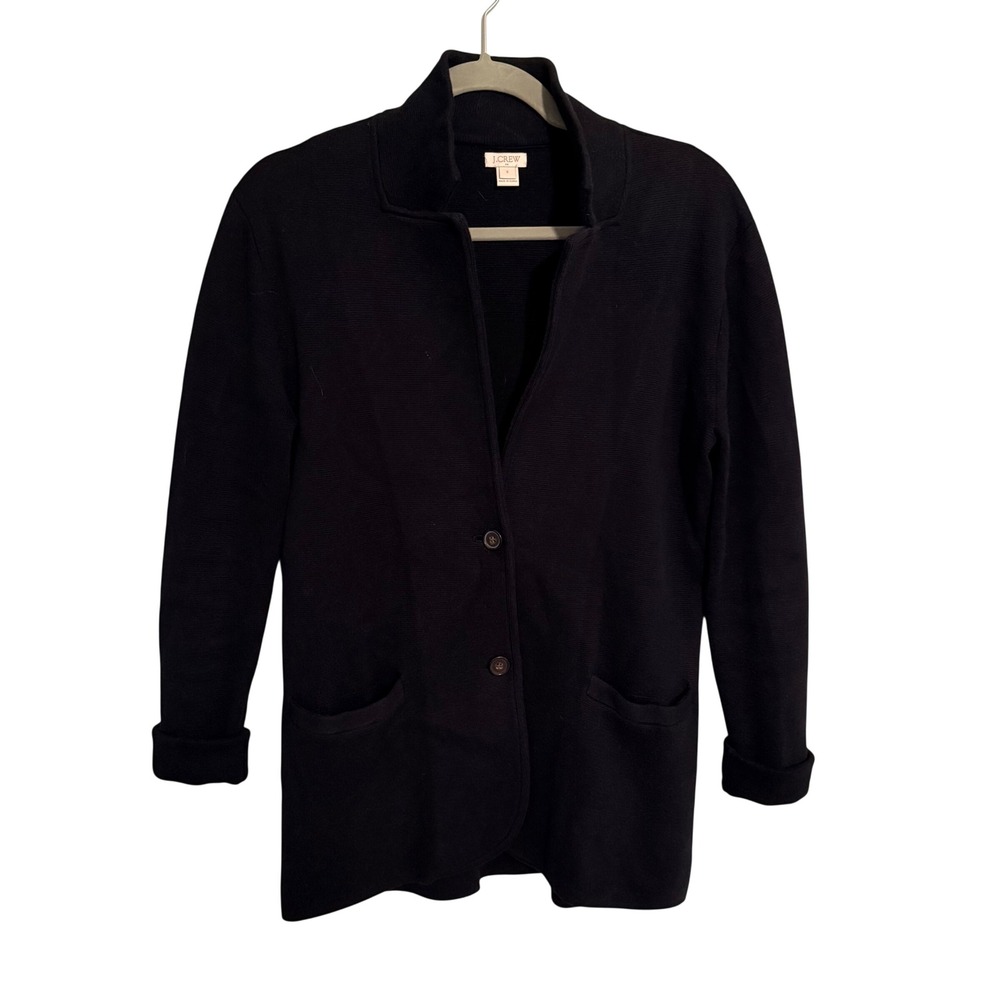 J.Crew Blazer Sweater Cardigan Black Cotton Cardigan Small Preppy Academia